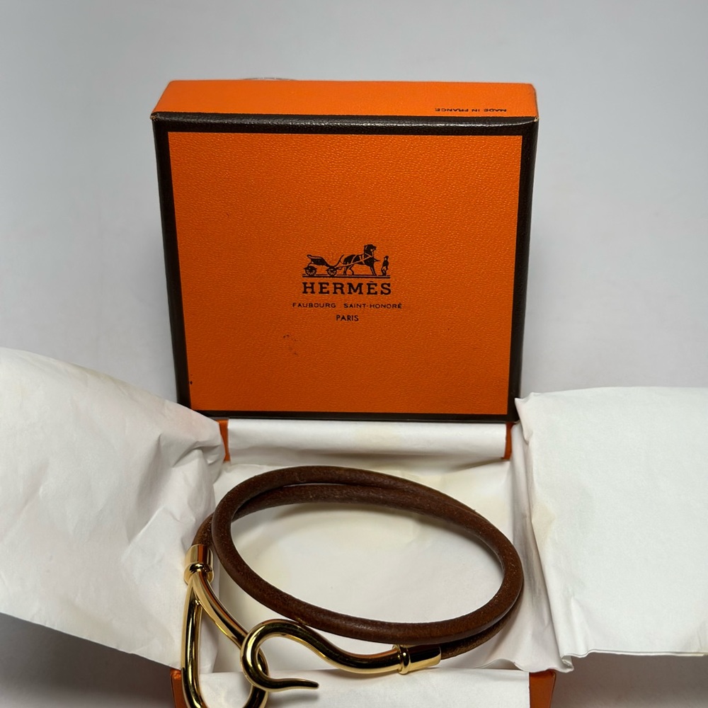 💯% AUTH Hermès Jumbo Hook Bracelet Double Wrap C 14” Authentic In Box EUC